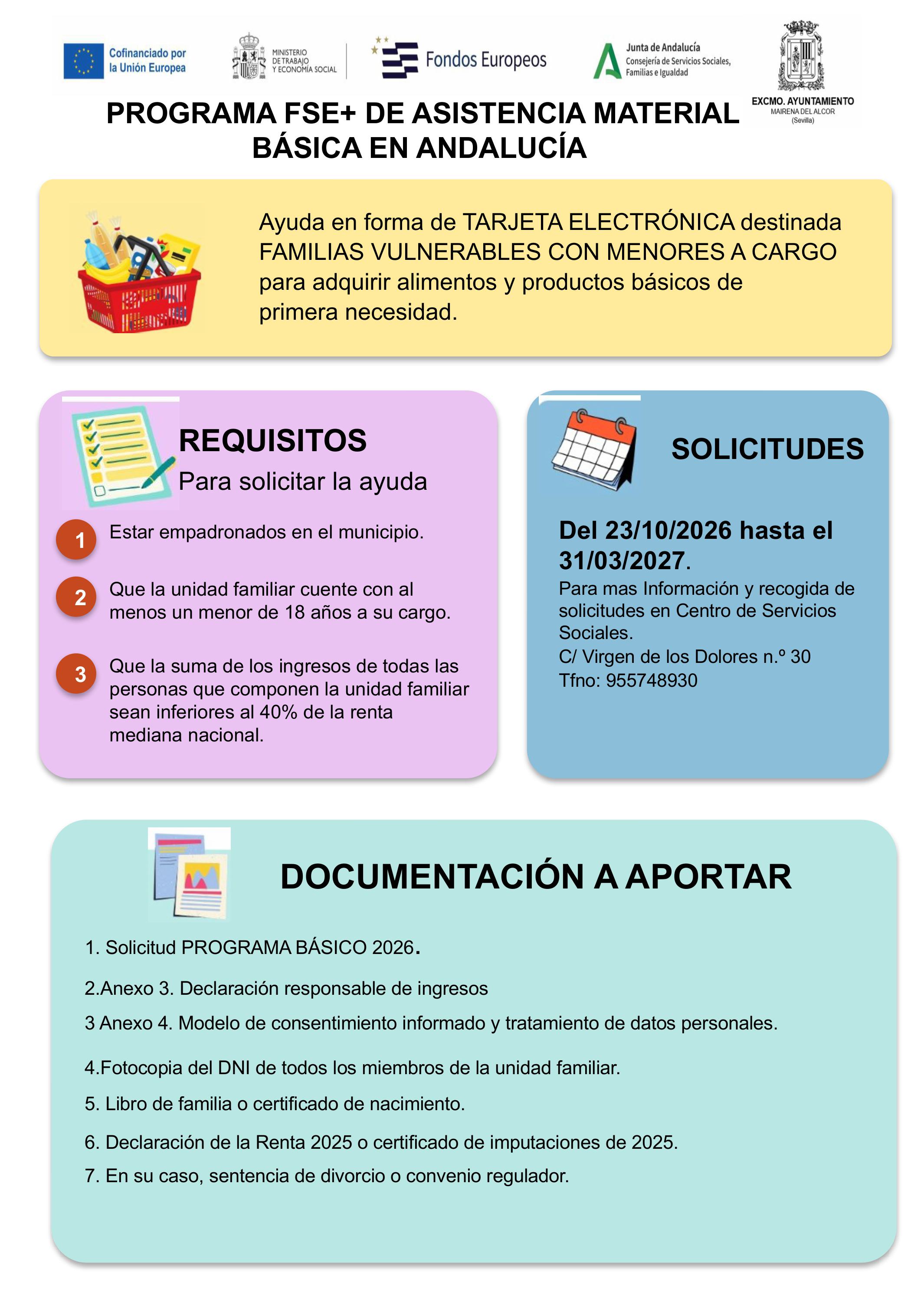 ANUNCIO PROGRAMA FSE DE ASISTENCIA MAERIAL BASICA EN ANDALUCIA
