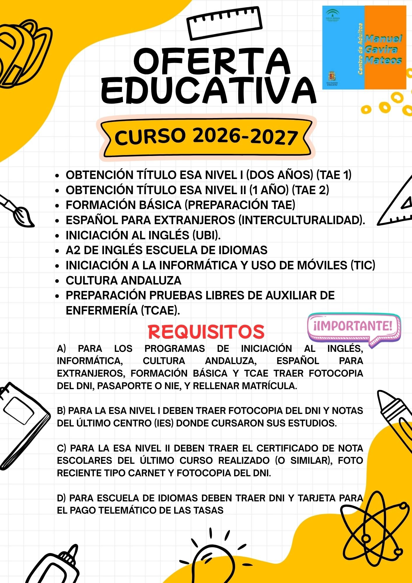 OFERTA EDUCATIVA CURSO 2026-2027